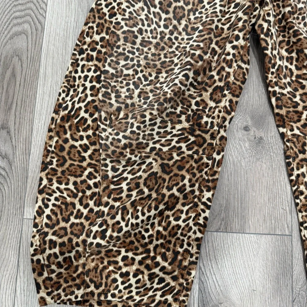 GAP Leopard Print Wide Leg Pants Tan Black barrel parachute leg 2 petite western - Picture 15 of 16